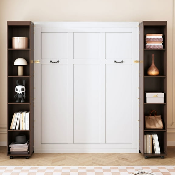 New Queen Murphy Bed Wall Bed with Storage Doors, Espresso