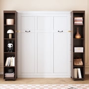 New Queen Murphy Bed Wall Bed with Storage Doors, Espresso