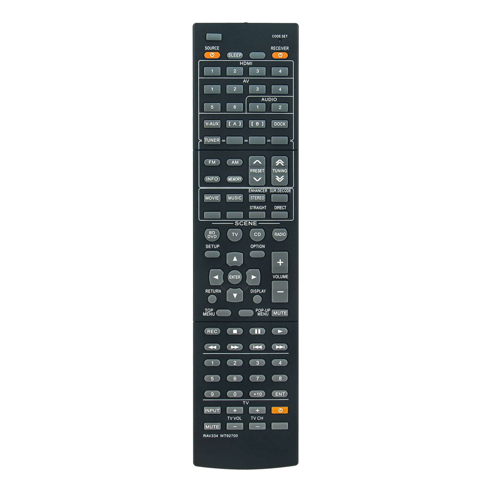 New RAV334WT92700 Replace Remote Control compatible with Yamaha RAV334