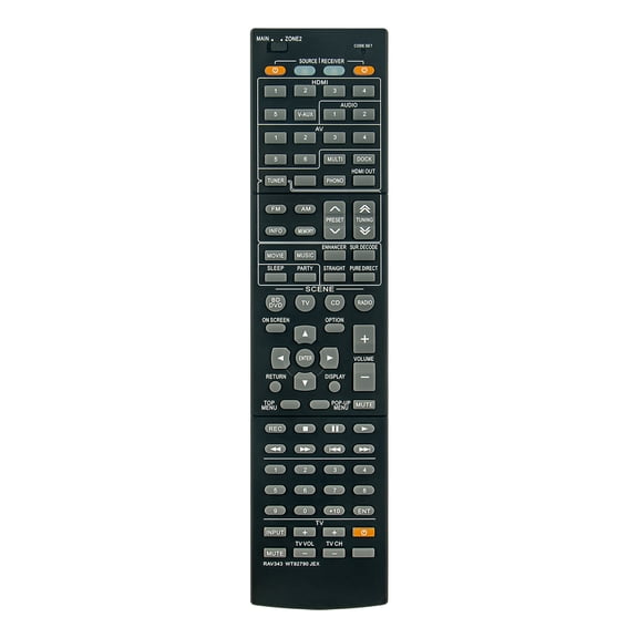 New RAV343-WT92790JEX Replace Remote Control compatible with Yamaha RAV343 WT92790JEX AV Receiver Remote Control XV1067BL RXV1067