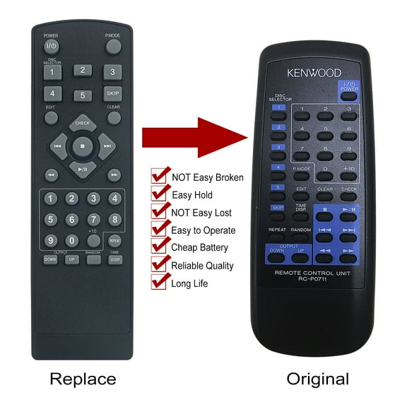 New RC-P0711 Replace Remote Control fit for KENWOOD DISC CD PLAYER CD-404 CD-406 DPF-R4030