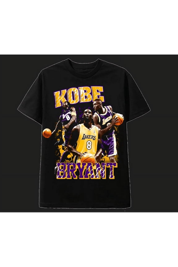 New RETRO 90s T SHIRT KOBE BRYANT LAKERS T Shirt Tee Unisex, Unisex Crew Neck T shirt,Black Color,Size 2XL