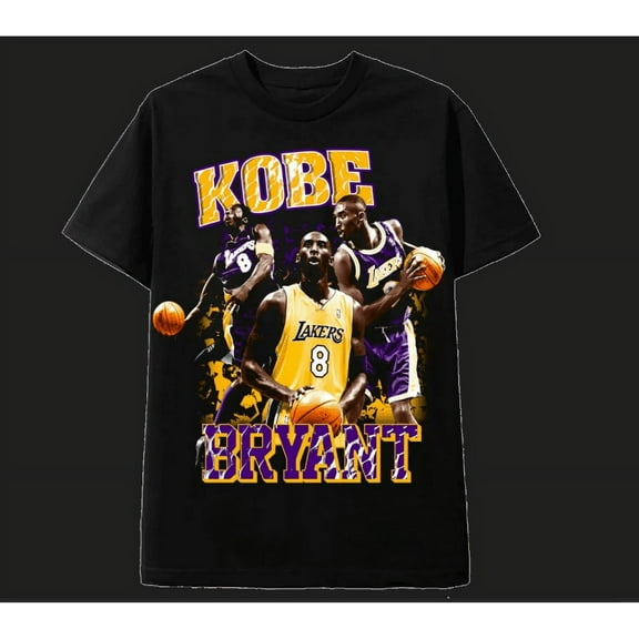 New RETRO 90s T SHIRT KOBE BRYANT LAKERS T Shirt Tee Unisex, Unisex Crew Neck T shirt,Black Color,Size M