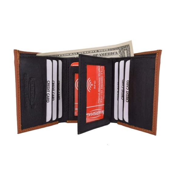 New RFID Blocking Mens Soft Crocodile Pattern Leather Trifold Wallet with Flap RFIDP1107CR (C)