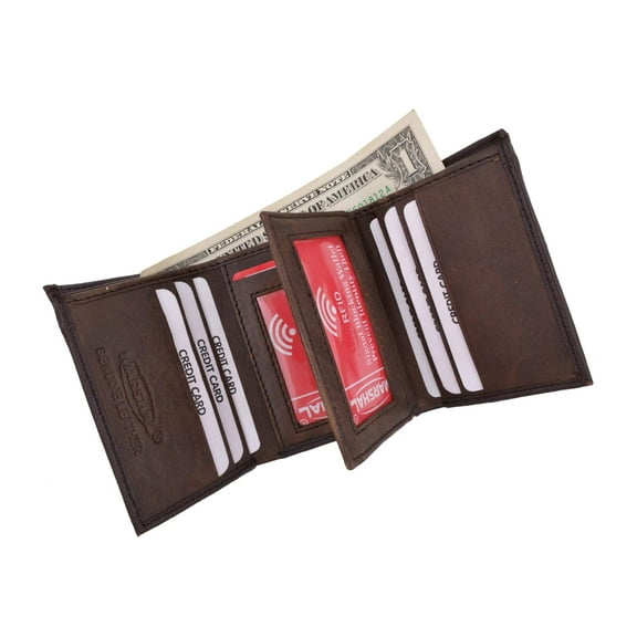 New RFID Blocking Mens Soft Crocodile Pattern Leather Trifold Wallet with Flap RFIDP1107CR (C)