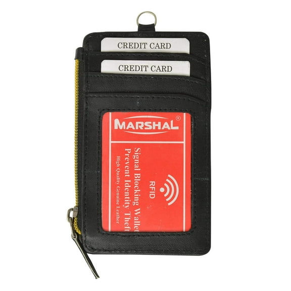 New RFID Premium Leather ID Window Credit Cards Zipper Neck Wallet RFID P 861 (C)