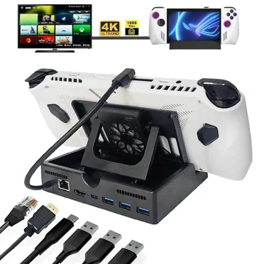 New ROG ALLY Docking Station HDMI 4K 60HZ/Gigabit Network Port ROG Ally Dock Cooling Rj45 1000Mbps USB 3.0 PD 60W Fast Charge (6 in 1)