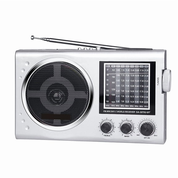 New Radio EC3070BT FM Old-Fashioned Card with SW Mp3 Radio Bluetooth FM AM Adjustable Band Radio Silver&Gray