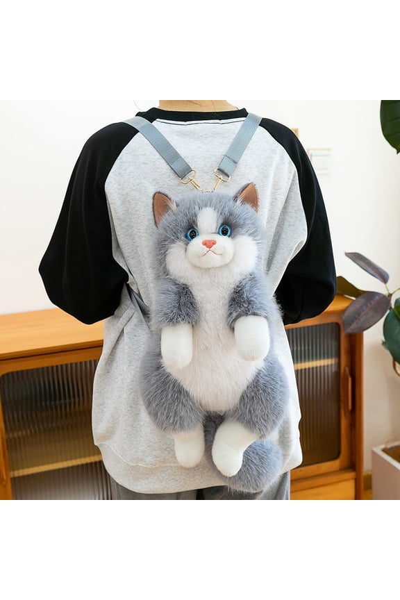 New Ragdoll Cat Plush Backpack, Realistic Meowing Cat Backpack