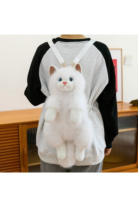 New Ragdoll Cat Plush Backpack, Realistic Meowing Cat Backpack