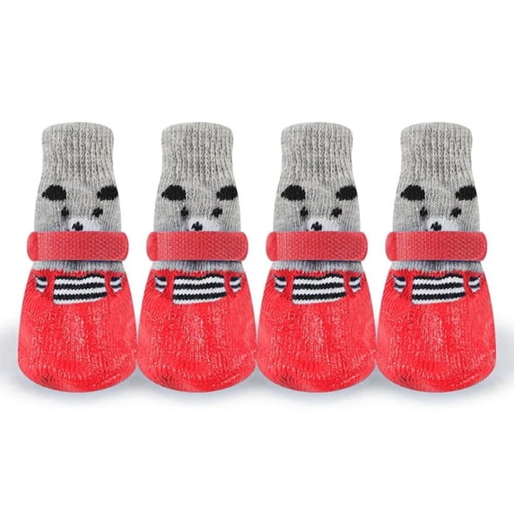 New Rain Snow Boots Anti-Slip Pet Supplies Waterproof Pet Boots Shoes Socks Cats Dogs Rubber Socks Small Puppy Sock Shoes RED L