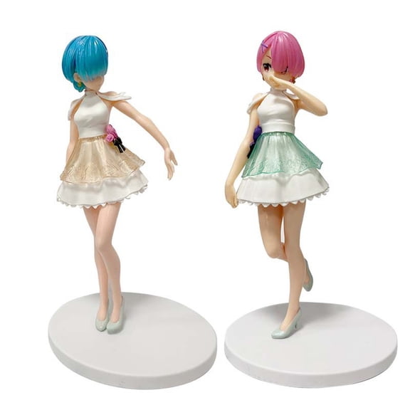 New Ram Figure, Rem Figure,2pc Standing 19cm/7.5inch PVC Handmade Character Figurine Cosplay Model Collectible Handicrafts for Anime Fans Gift (a)