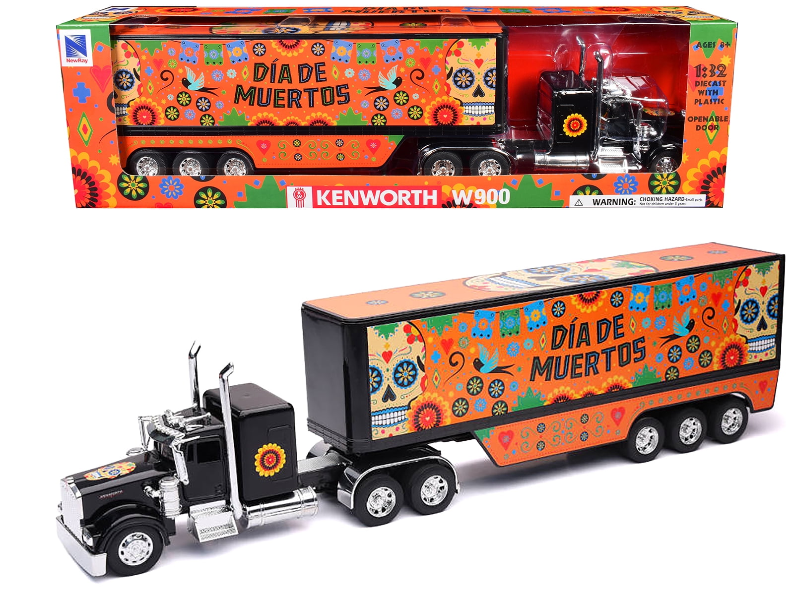 KENWORTH  W900  ミニカー　Long Hauler Kenworth W900 White Long Hauler With Dry Van Trailer Replica