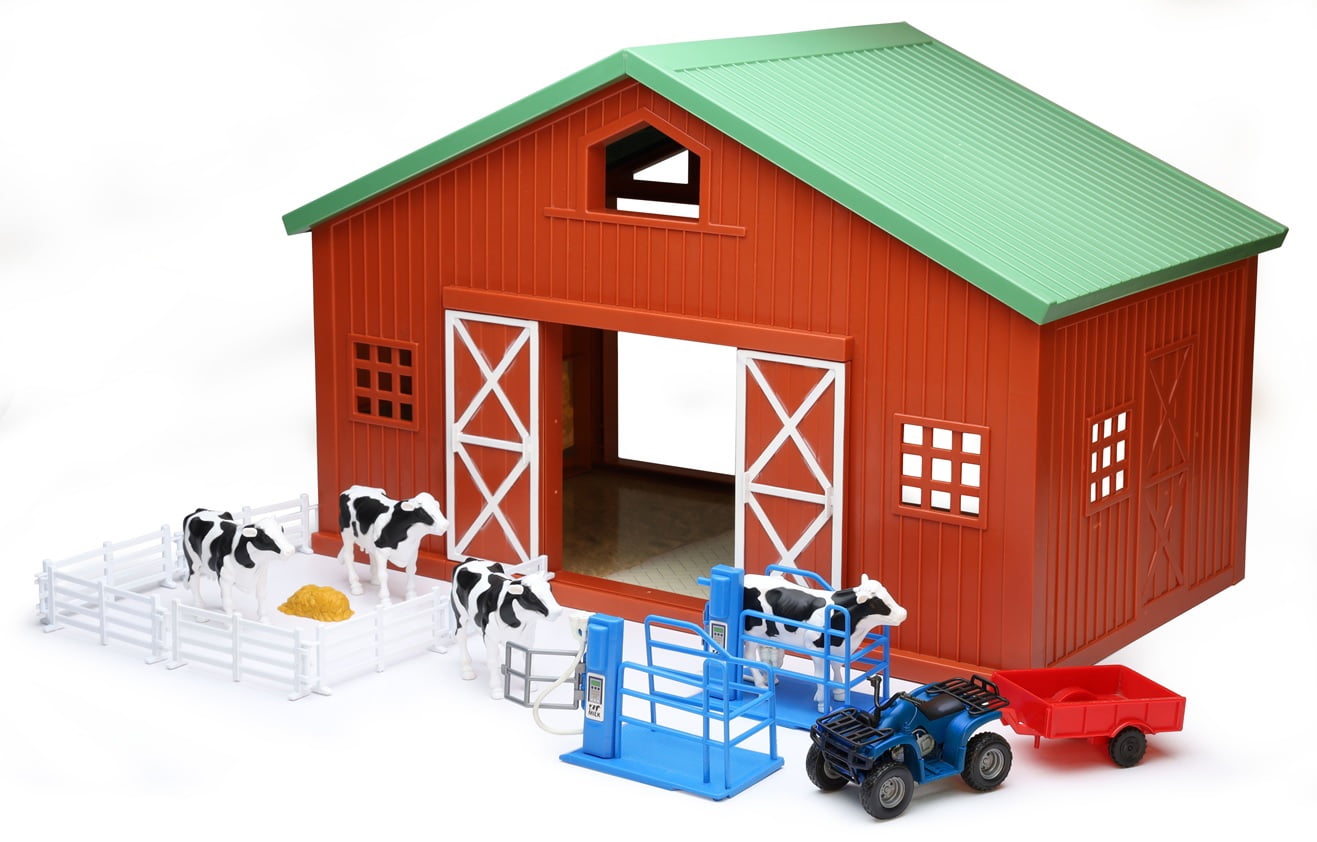 New Ray Country Life Extra Large Multi-Color 1:18 Scale Dairy Barn w/Cattle  u0026 Vehicle - Walmart.com