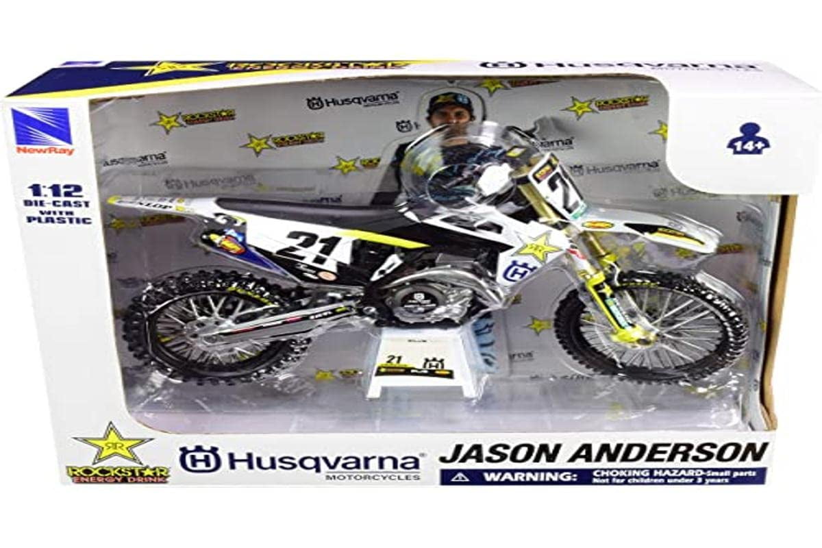 New-Ray FC450#16 Jason Anderson Rockstar Energy Drink 1/12 Diecast Motorcycle Model 58233, Blue