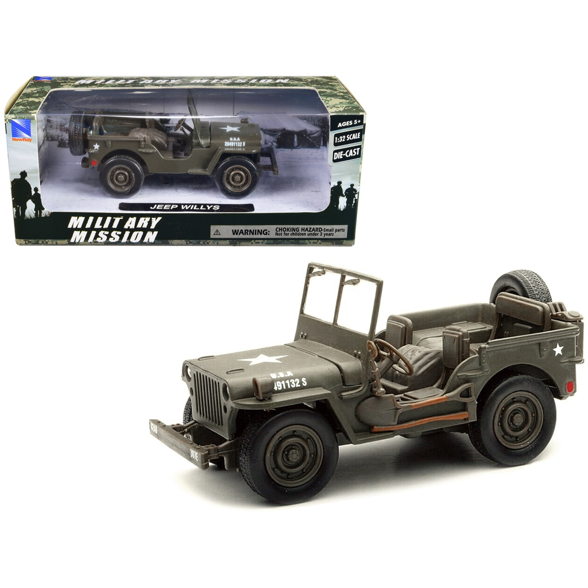  New-Ray Jeep Willys US Army, Military Green 54133-1/32 Scale  Diecast Model Toy Car : Arts, Crafts & Sewing