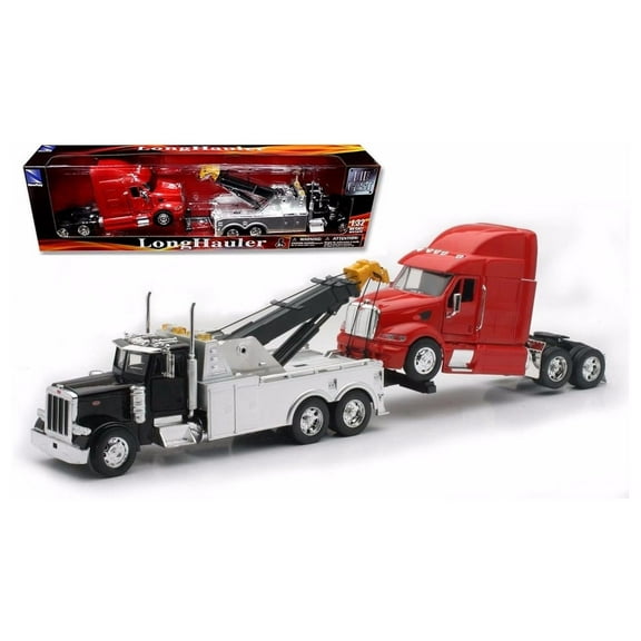 New Ray SS-12053 Toys 1: 32 Scale Peterbilt Tow Truck with Red Peterbilt Cab Semi Truck