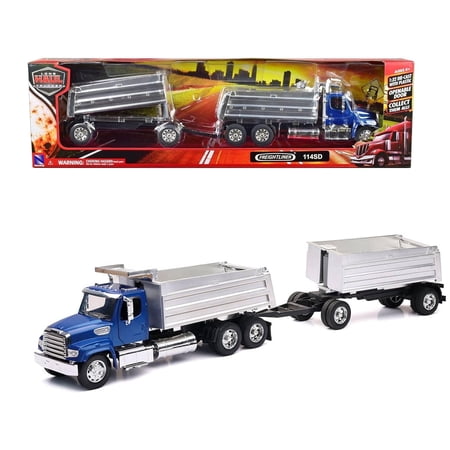 NewRay Freightliner 114SD Double Dump Truck, 1:32 Scale, Blue
