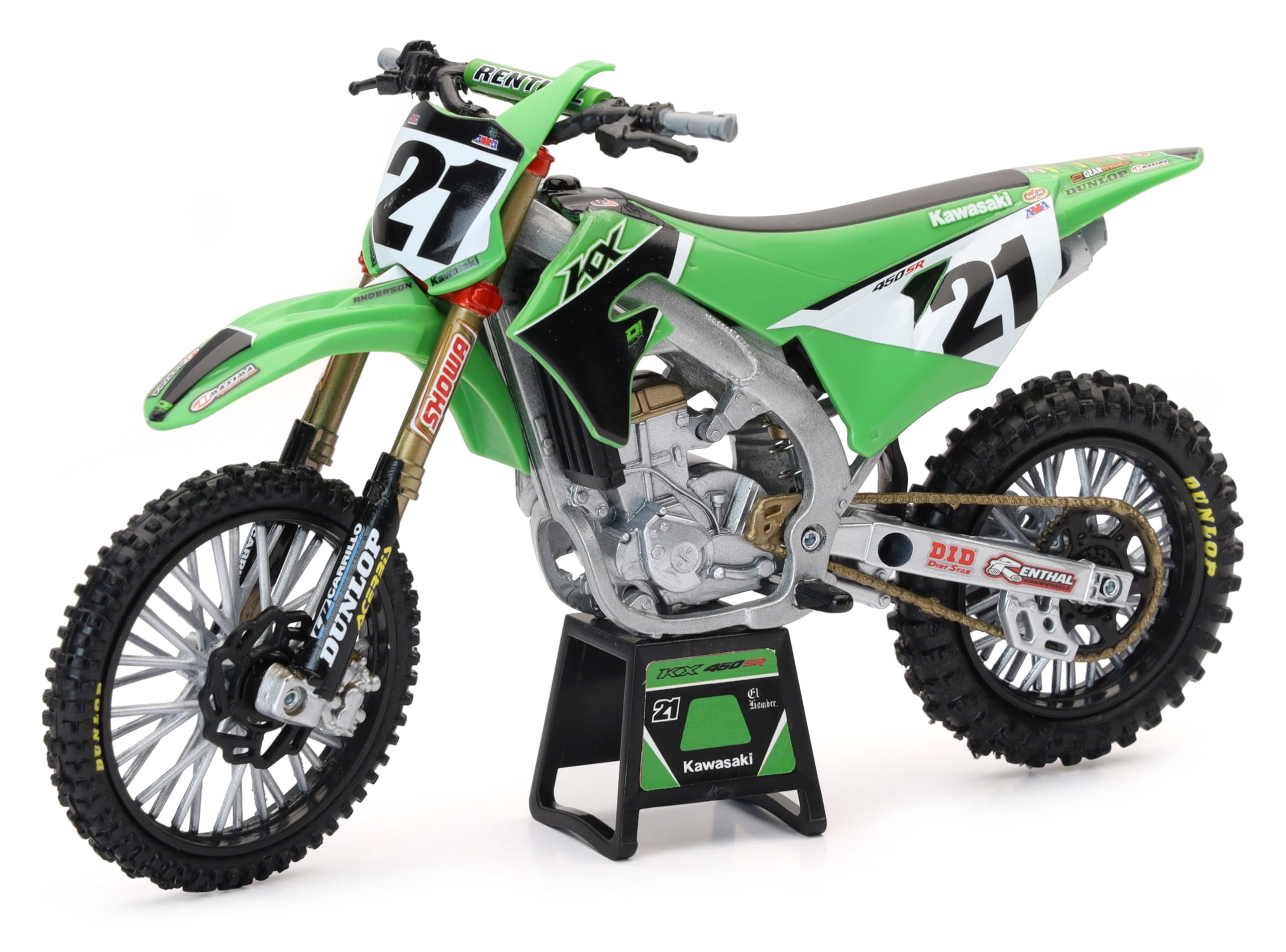 NewRay Jason Anderson Kawasaki Race Team Bike Replica, 1:12 Scale