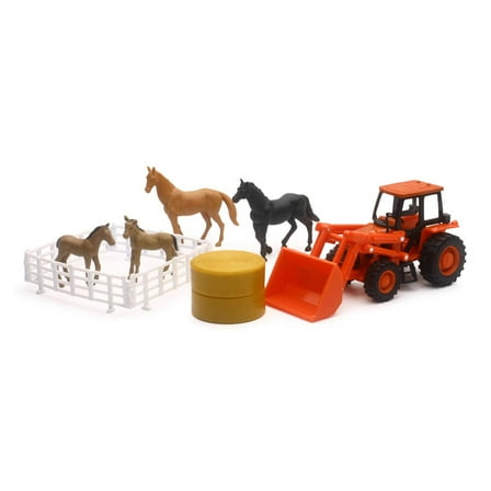 New Ray 1/32 Kubota Farm Tractor and Horses Set SS-15835A