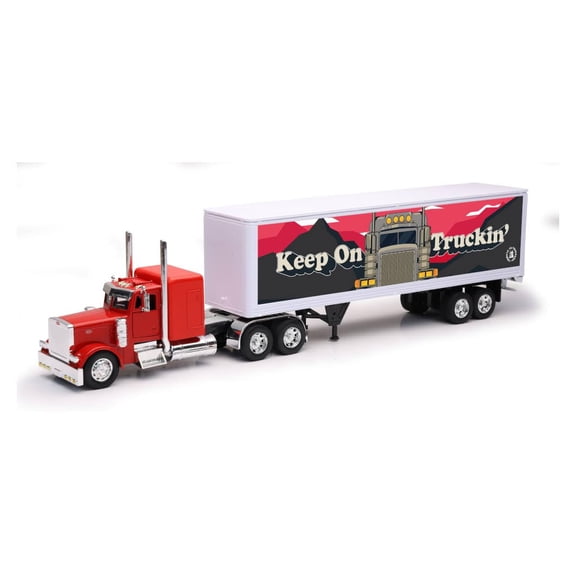 New-Ray Toys Peterbilt Custom 379 with Dry Van Trailer Die Cast with Openable Door, 1:32 Scale, Kids, Gifts, Birthdays