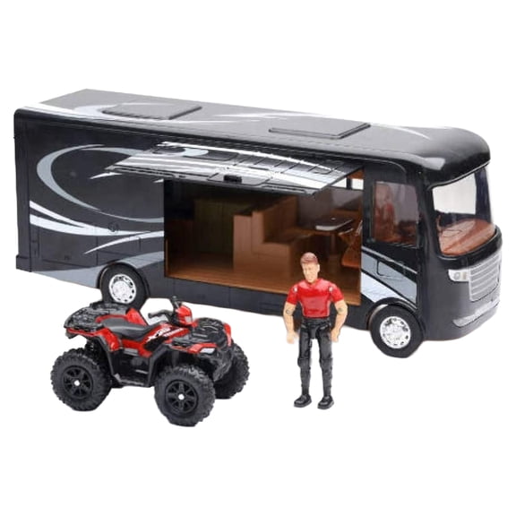 New Ray Toys Polaris Vehicle  with Black RV & Figure Age Group 5 Years and up. Product Dims: 13.0"L