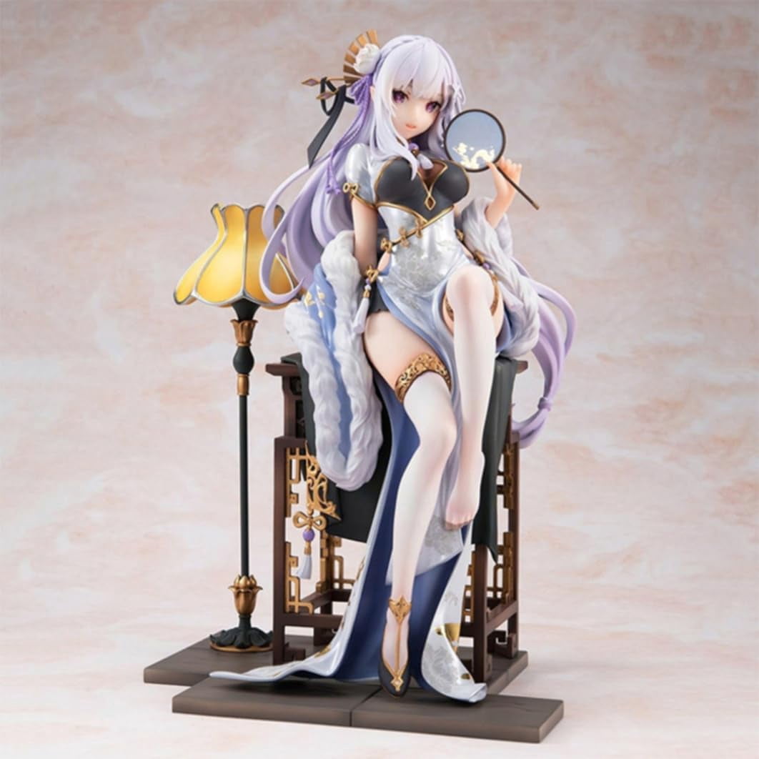 New Re Zero Starting Life in Another World Emilia (cheongsam Ver) Character Anime Model Statue Action Figures Desktop Ornament Popular Decorations Fan Souvenirs Creative Gift Collectable