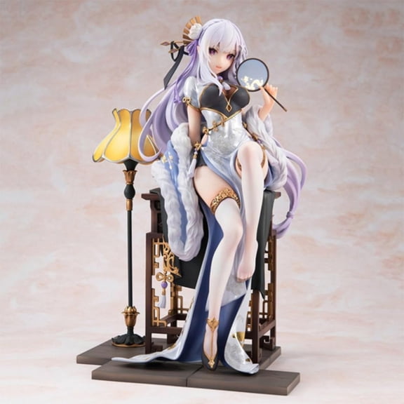 New Re Zero Starting Life in Another World Emilia (cheongsam Ver) Character Anime Model Statue Action Figures Desktop Ornament Popular Decorations Fan Souvenirs Creative Gift Collectable