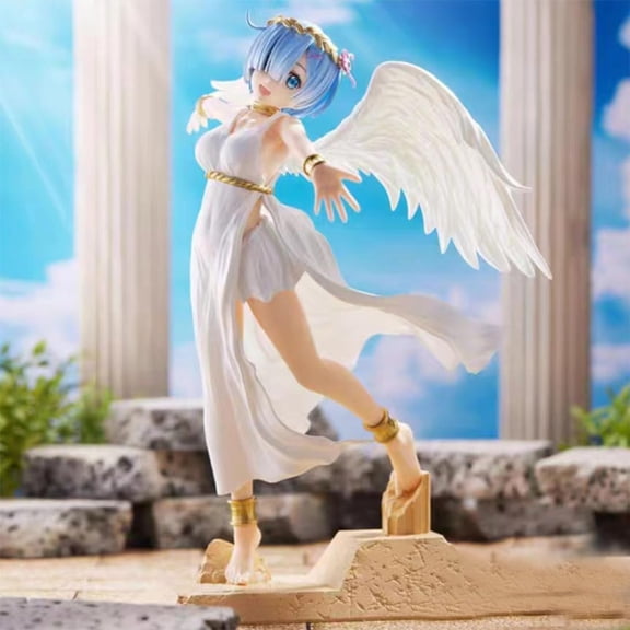 New Re Zero Starting Life in Another World Rem (Angel Ver) Character Anime Model Statue Action Figures Desktop Ornament Popular Decorations Fan Souvenirs Creative Gift Collectable