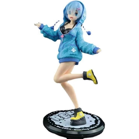 New Re Zero Starting Life in Another World Rem Hooded Sweat (blue Ver) Character Anime Model Statue Action Figures Desktop Ornament Popular Decorations Fan Souvenirs Creative Gift Collectable