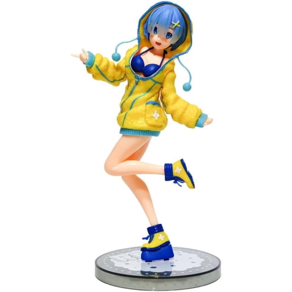 New Re Zero Starting Life in Another World Rem Hooded Sweat (yellow Ver) Character Anime Model Statue Action Figures Desktop Ornament Popular Decorations Fan Souvenirs Creative Gift Collectable