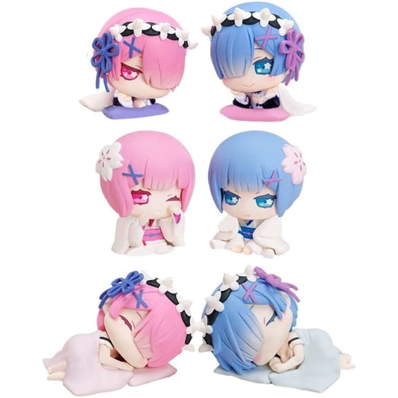 New Re: Zero Starting Life in Another World: Rem/Ram (Q Ver) Character Animated Statue Desktop Ornament Fun Collectibles Decorations Collection Anime Souvenirs