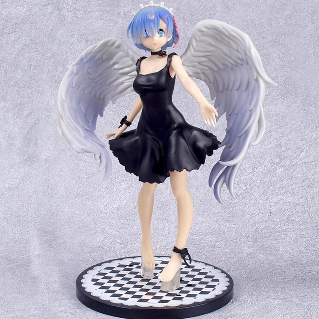 New Re Zero Starting Life in Another World Rem Wings (Black Ver) Character Anime Model Statue Action Figures Desktop Ornament Popular Decorations Fan Souvenirs Creative Gift Collectable