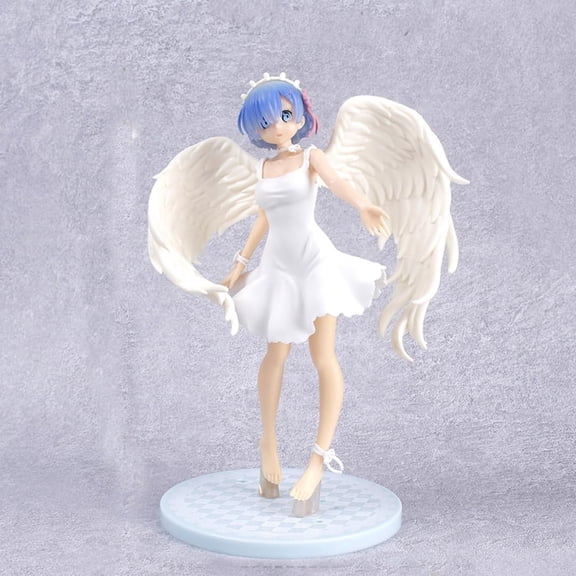 New Re Zero Starting Life in Another World Rem Wings (white Ver) Character Anime Model Statue Action Figures Desktop Ornament Popular Decorations Fan Souvenirs Creative Gift Collectable