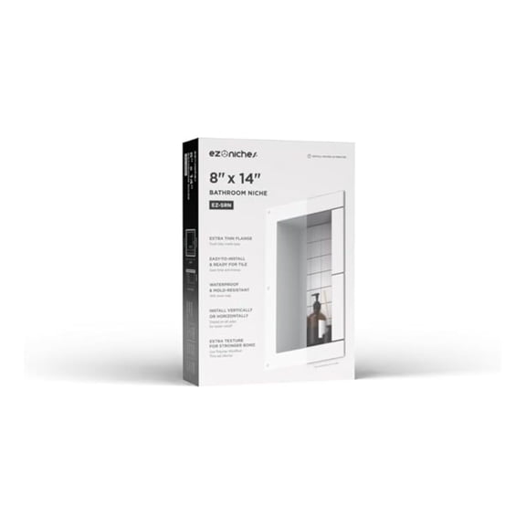 New Ready for Tile Recessed Bathroom Shower Shampoo Shelf Niche (8" X 14" Small Rectangular)