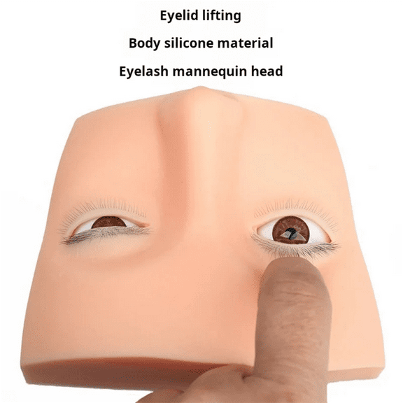 New Real 4 Layers Mannequin Head for Eyelash Extension Practice Silicone Doll Head with Open Eye Eyelash B,1 * Lashes Mannequin Head,Skin Color