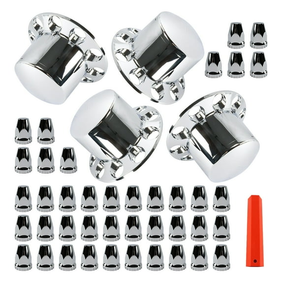New Rear Axle Wheel Covers 33mm Chrome Screw-on Lug Nut Cover Fits Semi Truck