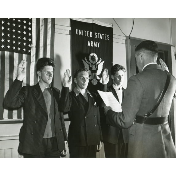 New Recruits To The U.S. Army Taking Their Service Oath. In Part History (36 x 24)