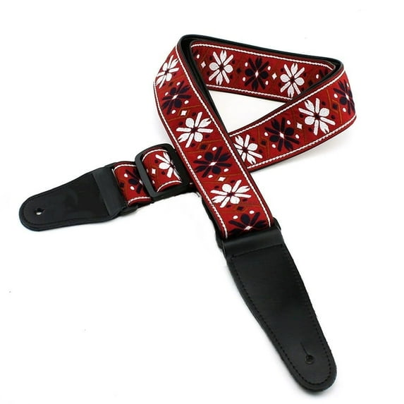 New Red Black White Retro Vintage Jacquard Woven Acoustic Electric Guitar Strap