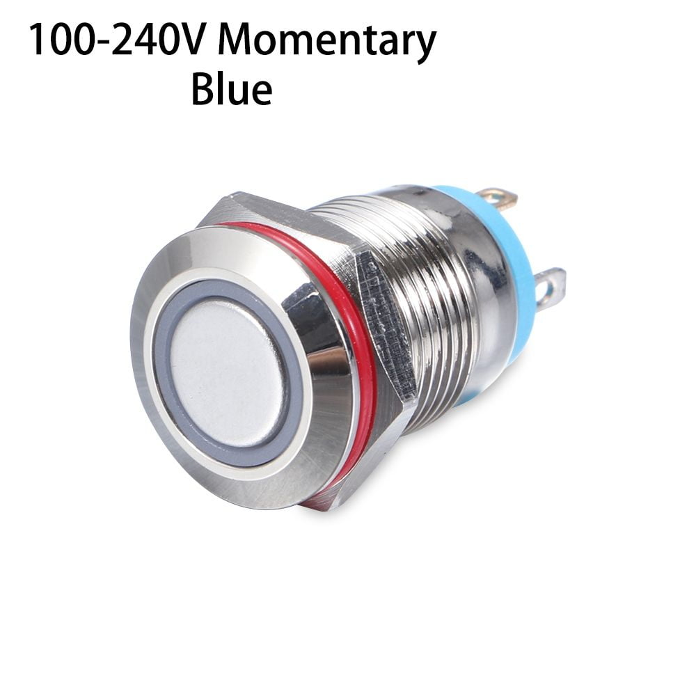 New Red Blue Green Yellow White ON/OFF Push Metal Button Switch 12mm ...