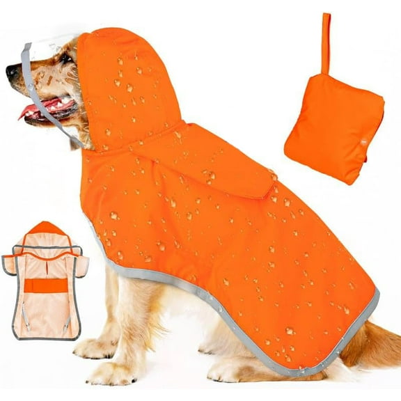 New Reflective Pet Raincoat Adjustable Hooded Outdoor Waterproof Dog Clothes