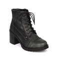 thumbnail image 1 of New Refresh Transit-01 Women Leatherette Distressed Lace Up Chunky Heel Bootie, 1 of 6