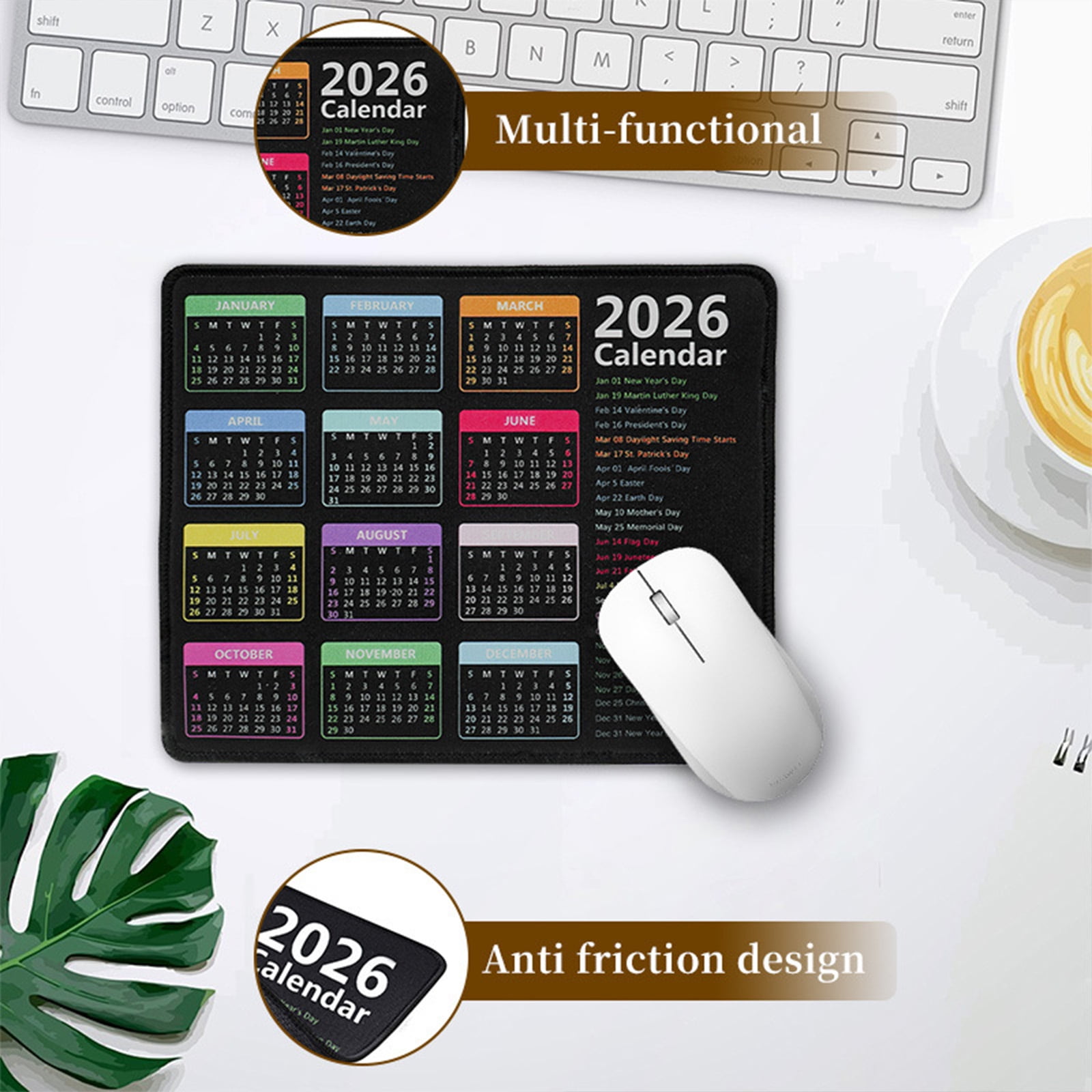 New Release! 2026 Desk Calendar Pad Low Frictions Slip Proof Base Mat ...