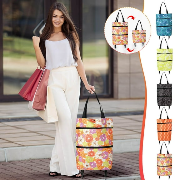 New Release, Foldable Shopping Trolley, Soft Fabric Shopping Cart with Wheels, Reusable Shopping Bag for Travel and Grocery, Folding Trolley for Easy Storage, Declutter Home | Oxford Cloth, A