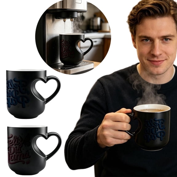 New Release! Heat Activated Color Changing Mug, Coffee Cup with Hidden Design, Magic Mug, Temperature Change Mug, Gift Idea Blue