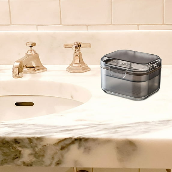New Release! JGF844 Portable Denture Box, 3 Layer Denture Cup With Filter Denture Bath Box Small Retainer Cleaner Box Mouth Guard Braces Travel Container For Storage And Soaking