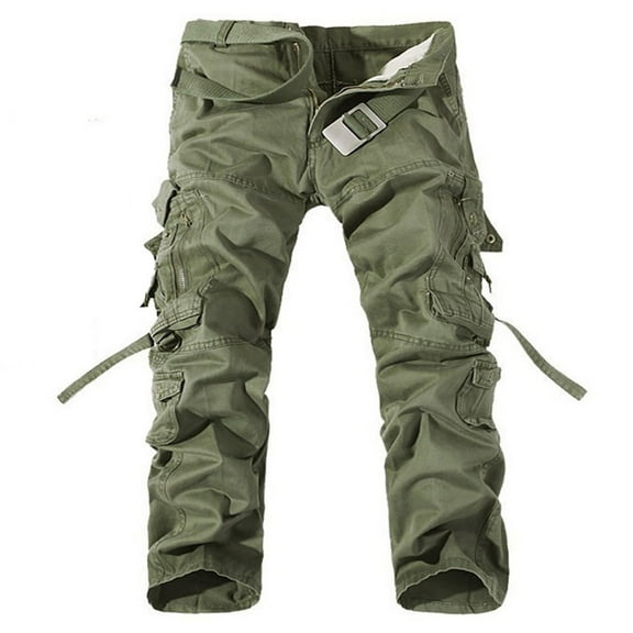 New Release LADIGASU Men's Solid Multi-Pocket Washed Overalls Outdoor Casual Pants Trousers