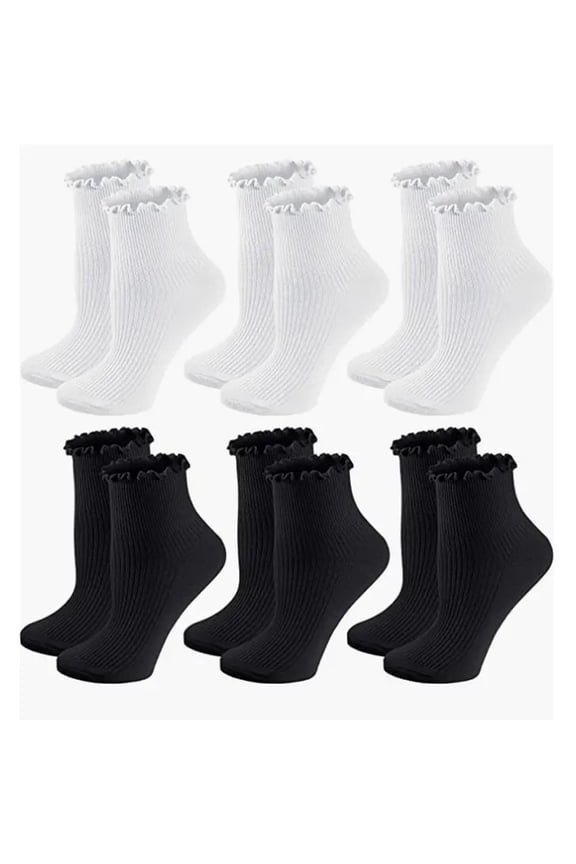 Women's 6-Pack Solid Color Breathable Double Needle Socks
