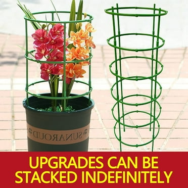 New Release, Plant Support Cages for Climbing Plants - Flowering Tomato Cage with Standing Stakes and Stabilizing Support Ring - Garden Trellis - Vine Support - Pack of 10,Plant Label