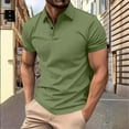 thumbnail image 1 of LADIGASU Men's Casual Solid Color Lapel Top T-shirt Short Sleeved Round Neck Top/shirt, 1 of 4